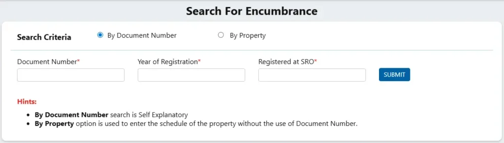 encumbrance certificate telangana